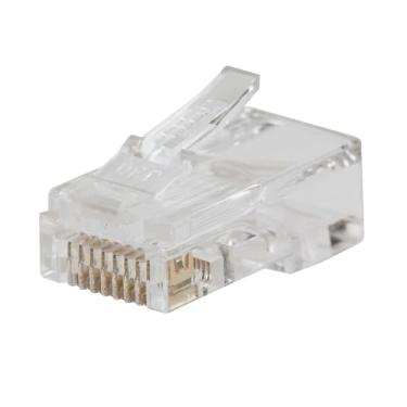 Imagem de Klein Tools VDV826-729 Plugues de dados modulares pass-thru, RJ45-CAT6, pacote com 10, banhado a ouro, compatível com Power Over Ethernet-FCC-RoHS, para cabo sólido ou trançado
