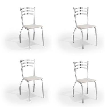 Imagem de Conjunto com 4 Cadeiras de Cozinha Portugal Cromado e Branco - Crome