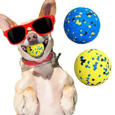 Imagem de Bolas de tênis para cães, brinquedos para cães para mastigadores agressivos, brinquedos de borracha duráveis para mastigar para dentição, bola flutuante de água, bola de busca interativa para cães
