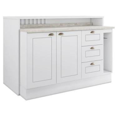 Imagem de Kit Ilha Gourmet com Balcão 120cm e Porta Toalha Americana - Móveis He