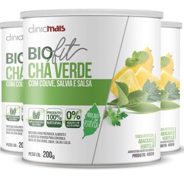 Imagem de Kit 3 Solúvel Biofit Chá Verde Adoçado Com Estévia 200g Clinicmais