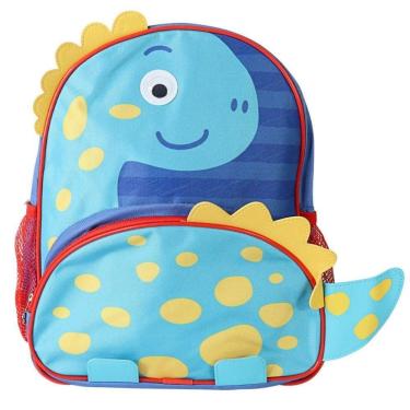 Imagem de Mochila Dinossauro Azul Infantil 3d Pré Escolar Creche Viagens Maternidade Espaçosa Resistente Divertida Premium