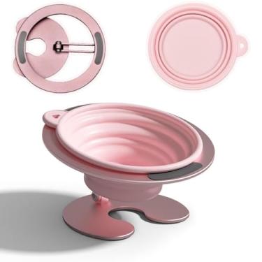 Imagem de Tigela dobrável elevada para comida de cachorro para gatos, prato de água elevado portátil para ração para animais de estimação com suporte dobrável, alimentador de alimentos inclinado ajustável para