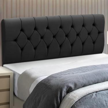 Imagem de Cabeceira Queen Size Estofada Madeira Madri (Preto)