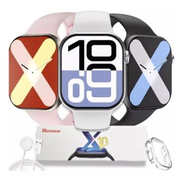 Imagem de Smartwatch Relógio Rosa S10 Luxo Prova D'agua Amoled Faz e Recebe Liga