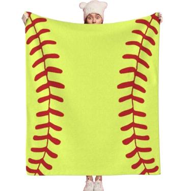 Imagem de Niopos Cobertor de softbol – Presente de softbol para meninas, mulheres, treinadoras – Noite/Aniversário com cores amarelas do time 101 x 127 cm