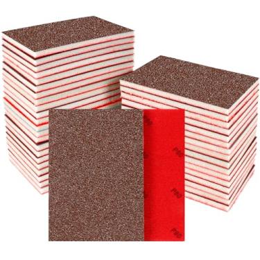 Imagem de 24 peças de esponja de lixa de grão 80, blocos de lixamento laváveis e reutilizáveis para madeira, metal, drywall, vidros, lixa seca úmida para acabamento suave