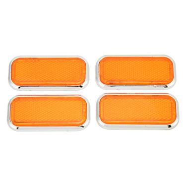 Imagem de Phefop ABS de -Rechtecke -Reflictor Security Reflection Sticker 4pcs para Automotivo Automático, Alarme que Circunda Veículos (Eletroplatação de laranja)