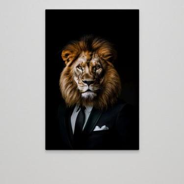 Imagem de Quadro decorativo leão e seu terno - MeMoldura, Chassi Borda Infinita,