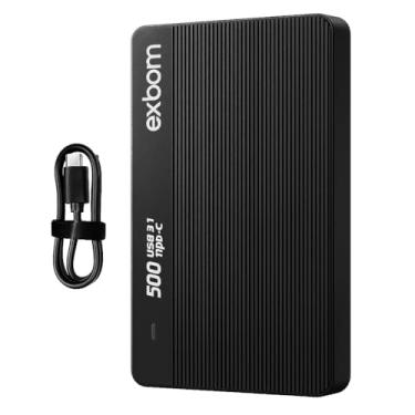 Imagem de HD Externo Portátil 500GB, USB 3.1 Tipo-C, 70-100MB/s, Compatível com Windows e Mac