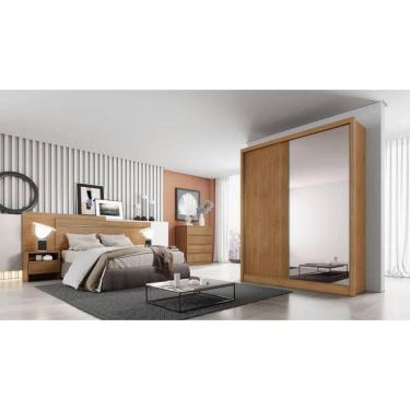 Imagem de Guarda Roupa Solteiro Com Espelho Mdf 3 Gavetas - Toledo-cumaru - Móveis Horizonte