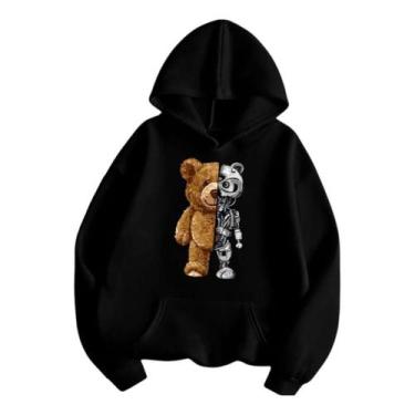 Imagem de Moletom Feminino Urso Robo Inverno Capuz Macio Flanelado - Core Base, 