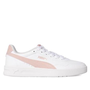 Imagem de Tênis Feminino Puma Court Lally Branco/Rosa Claro, Branco, Rosa, 38