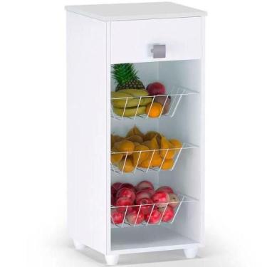 Imagem de Fruteira De Chão Mônica 3 Cestos Branco - AJL MÓVEIS