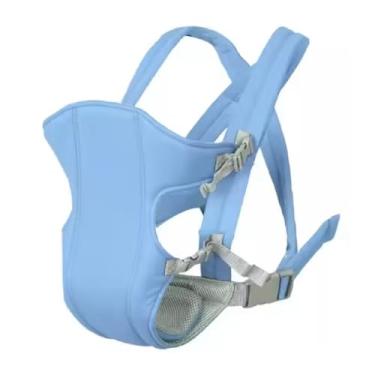 Imagem de sling carregador de colo, porte, transportador, canguru para bebe cor azul, transporte 3 posições