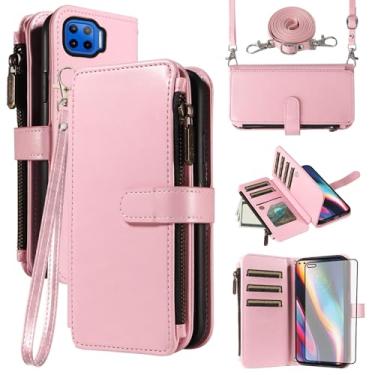 Imagem de Asuwish Capa de telefone para Moto One 5G/One5G UW/Moto G G5 Plus capa com protetor de tela e cordão com zíper carteira suporte para cartão acessórios para celular Motorola One Lite XT2075-1 feminino