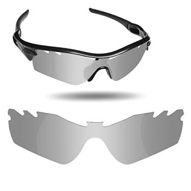 Imagem de Fiskr Lentes polarizadas de substituição para óculos de sol Oakley Radar Path ventilados com resistência a impactos, proteção contra raios UV e proteção multifuncional (prata)
