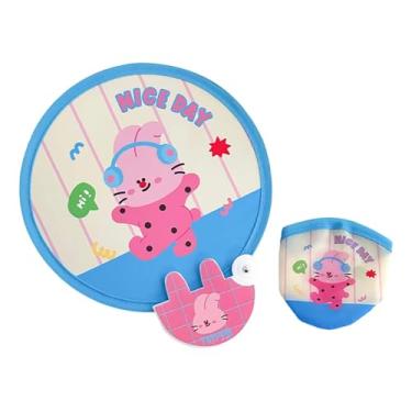Imagem de predolo Ventilador dobrável de desenho animado, ventilador portátil de mão para eventos festivos e atividades ao ar livre, Coelhinho Rosa