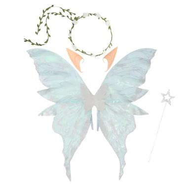 Imagem de nuk8nehz8 Asas de fada para adultos, 74 x 78 cm, asas de borboleta de fada para mulheres, fantasia de Halloween, cosplay, lembrancinha de festa, Prata., Adult