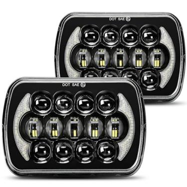 Imagem de Fone de ouvido SPL 105W mais brilhante 12,7 cm x 17,8 cm x 15,2 cm, projetor Cree Led Beam H4 Plug H6054 H5054 com DRL compatível com Jeep Wrangler YJ Cherokee XJ S10 Blazer caminhão Ford Van (par preto)