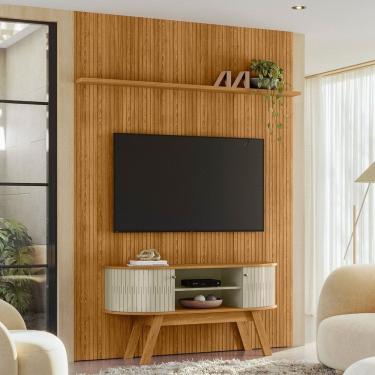 Imagem de Rack com Painel Frisado para TV até 65 Polegadas 2 Portas Flexíveis com Pés New Silverstone Madetec