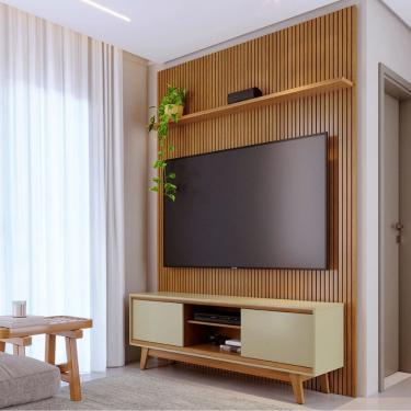 Imagem de Rack com Painel Frisado para TV até 65 Polegadas 2 Portas de Correr com Pés Milo Madetec