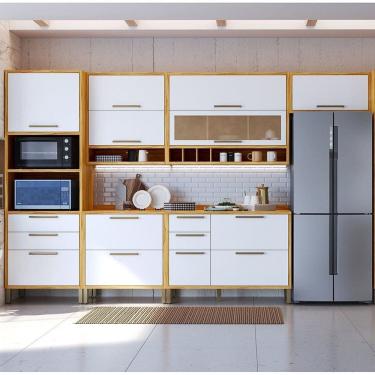 Imagem de Cozinha Completa 6 Peças Vicenza Espresso Móveis Amêndoa/Branco Brilho