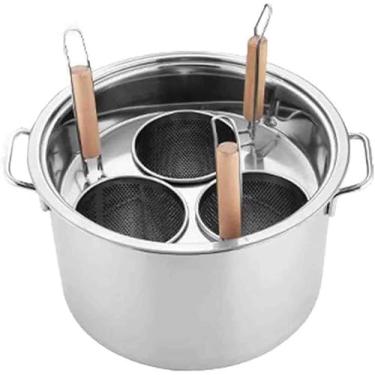 Imagem de Conjunto De Panelas Com Divisor E Colader Straier, Panelas Com Tampas, Panela De Estoque E Inserção De Panela De Massa, Para Cozinha Doméstica Restaurante Ferramenta De Cozinha, 3 Holes