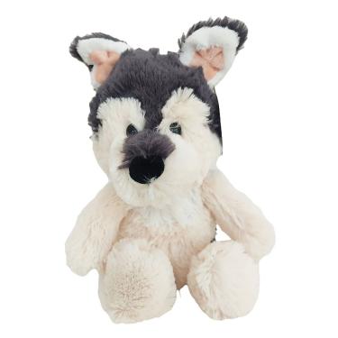 Imagem de Pelúcia Cachorro Huscky Siberiano Sentado Bege e Cinza 30cm R3375 - BBR Toys