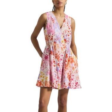 Imagem de Derek Lam 10 Crosby Minivestido feminino de linho elástico com estampa floral Tia, Rosa Multi, 34