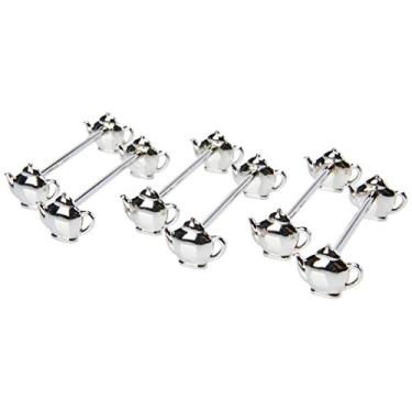 Imagem de Conjunto 6 Descansos P/talher De Zamac Niquelado Teapot 7, 5cm Lyor Prata Único