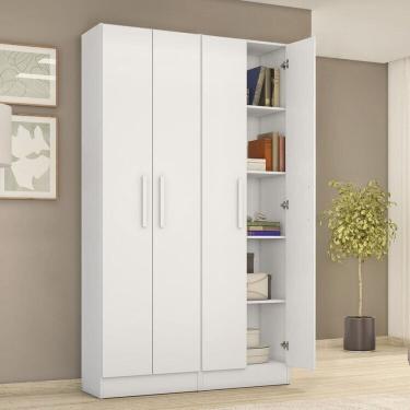 Imagem de Kit com 2 Armários Multiuso Escritório Nt4045 4 Portas e Prateleiras Branco