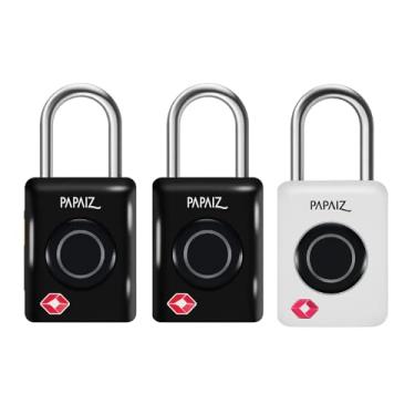 Imagem de Kit 3 Cadeados TSA Digital 35B 2x Preto e Branco com Biometria e Senha Numérica – Leitura Rápida e Alta Segurança para Viagens