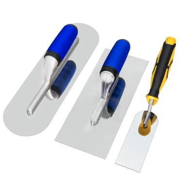 Imagem de Conjunto de ferramentas de concreto, espátula de acabamento plano de aço inoxidável (28 cm x 11 cm) e espátula de piscina (35,5 cm x 10 cm) e espátula de margem (15,2 cm x 5 cm) kit manual de