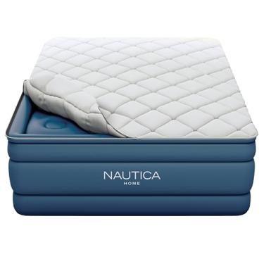 Imagem de Nautica Colchão inflável Home Cloud Supreme para convidados, viagens e acampamento: construção de bobina offset com bomba embutida, enchimento de 2 minutos e travesseiro com zíper, queen de 50 cm