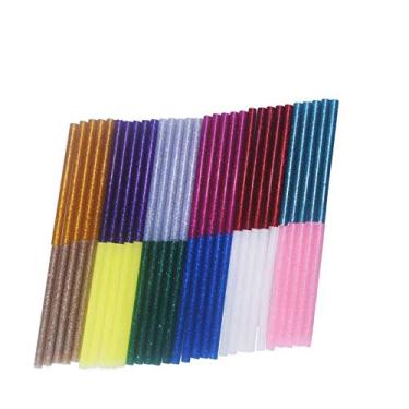 Imagem de smylls Bastões de pistola de cola quente de 12 cores 7 mm por 10 cm, mini bastões de cola quente, mini glitter para artesanato faça você mesmo, pacote com 60