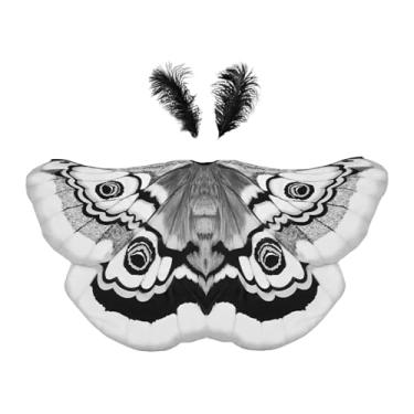 Imagem de IEUDNS Capa de borboleta de Halloween feminina com adereço de cabeça para apresentação de baile de máscaras no palco, Cinza