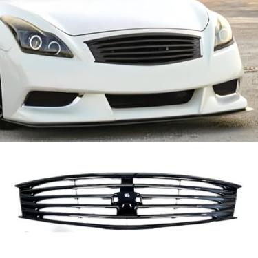 Imagem de Grade de para-choque de carro tiras decorativas kit de corpo grade de corrida grade de para-choque dianteiro compatível com G25 G37 parte externa (para G37 preto brilhante)