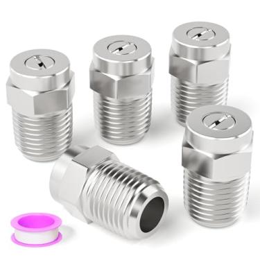 Imagem de BOGERDACK 5 peças 4000 PSI pontas de limpeza de superfície de 50 graus, spray rosqueado macho NPT de 1/4 polegada, orifício de 2,5, para pistola de água, lavadora de pressão, vassoura de água