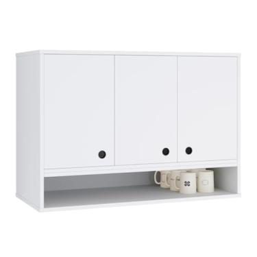 Imagem de Armário Jessica para Cozinha 3 Portas com Prateleira Armarinho Organizador - Opções de Cores (BRANCO)