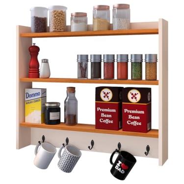 Imagem de Armário Suspenso Suporte Xícaras Armarinho Amélia Nicho Organizadora Decoração Cozinha Ganchos Resistentes (OFF/CINAMO)