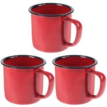 Imagem de Caneca Esmaltada 150Ml 6Cm Vermelha Kit 03 Un - Art House
