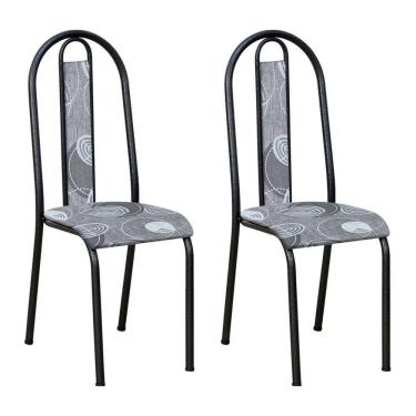 Imagem de Kit 2 Cadeiras De Cozinha Arizona Estampado Pará Pés De Ferro Preto - Pallazio