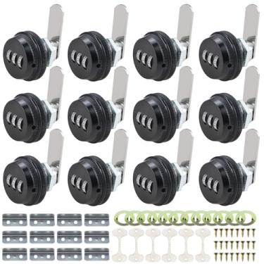 Imagem de RealPlus Fechaduras de came combinadas, 3/10.2 cm, fechadura cilíndrica, trava de segurança combi-Cam, trava codificada por senha, arquivos seguros, gavetas, armazenamento para trailers, (pacote com