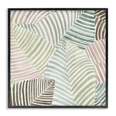 Imagem de Stupell Industries Ilusão de folhagem listrada preta emoldurada giclée design de arte por Errico & Slyp, 12 x 12
