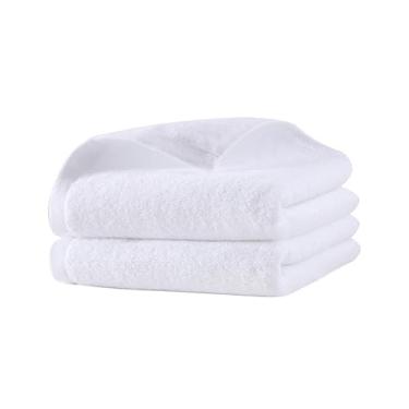 Imagem de Pacote de 2 toalhas de mão 35,5 x 76 cm, toalha felpuda de algodão macio branco com secagem rápida e altamente absorvente, toalhas de banho extra grandes perfeitas (branco, 35,5 x 76,2 cm - pacote com