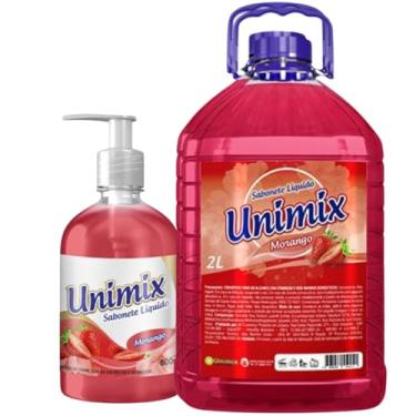 Imagem de Kit Sabonete Líquido Unimix Morango 2,5 LITROS– Hidratação, limpeza e perfume suave todos os dias