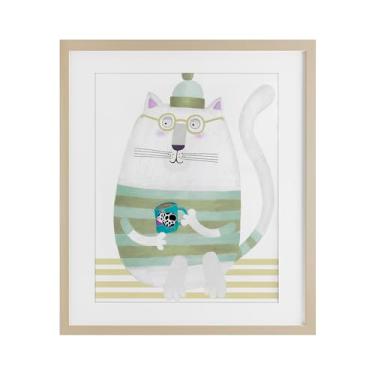 Imagem de Stupell Industries Caneca de gato com vaca Impressão emoldurada de bétula sob vidro design por Carla Daly, 21 x 17