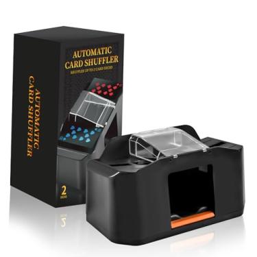 Imagem de Baralhador automático de cartas, embaralhador de cartas 2 baralhos recarregável, máquina aleatória de baixo ruído, embaralhador elétrico operado por bateria para pôquer, UNO, Blackjack, Skip-Bo, fase