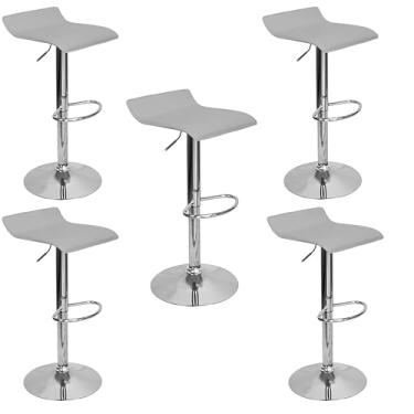 Imagem de Kit 5 Banquetas Toquio Wave Enzo Belo Horizonte Recouro Giratória com Regulagem Cinza - Lianto Decor